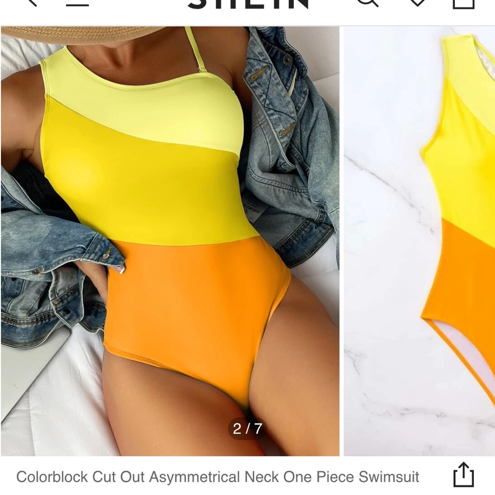 Yellow/orange one piece swimsuit